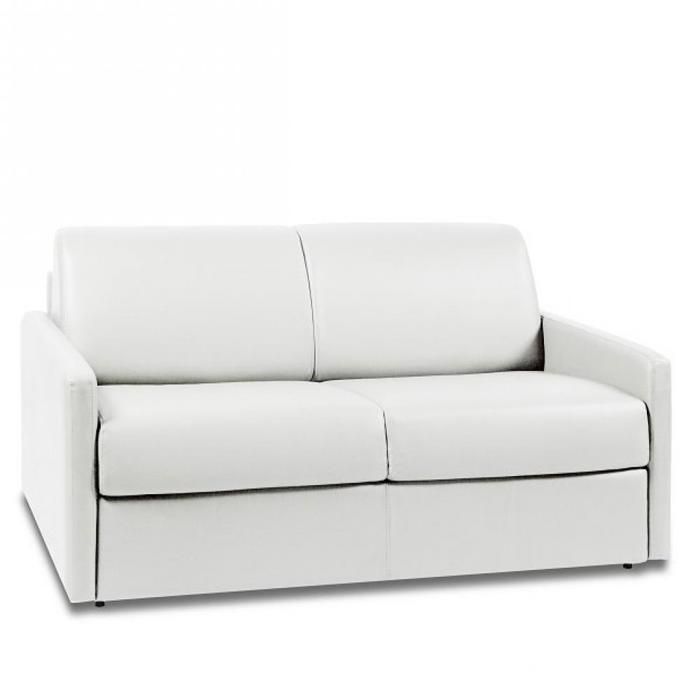 Canapé convertible EXPRESS 2/3 places en cuir et polyuréthane blanc - Couchage 120cm - Epaisseur matelas 16cm - SUN EDITION CUIR