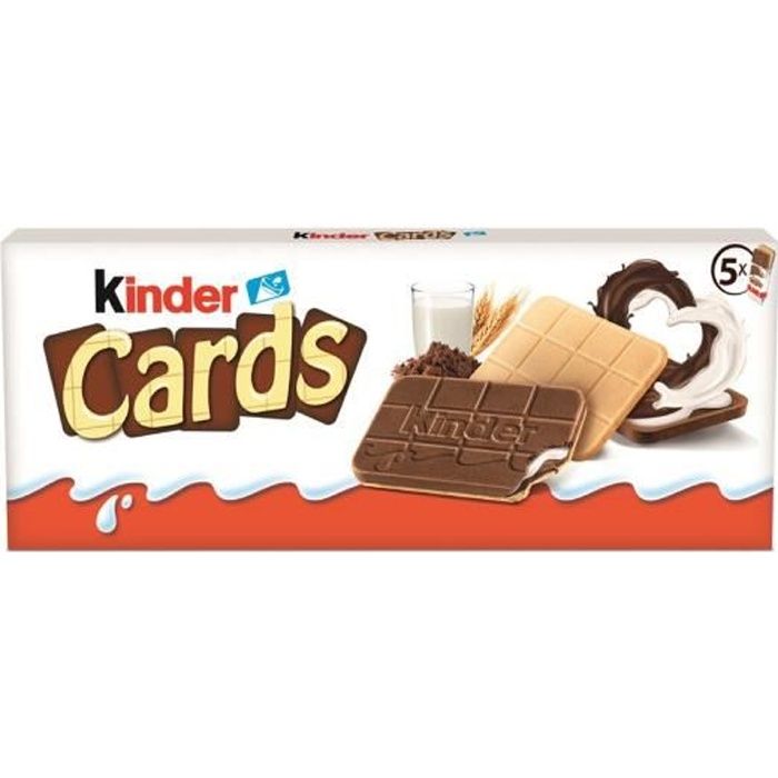 Gaufrettes fourrées au lait et au cacao Kinder Cards - 128g