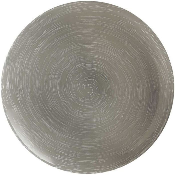 Assiette plate ronde en verre Gris - D. 25 cm - Lot de 6 STONEMANIA GREY