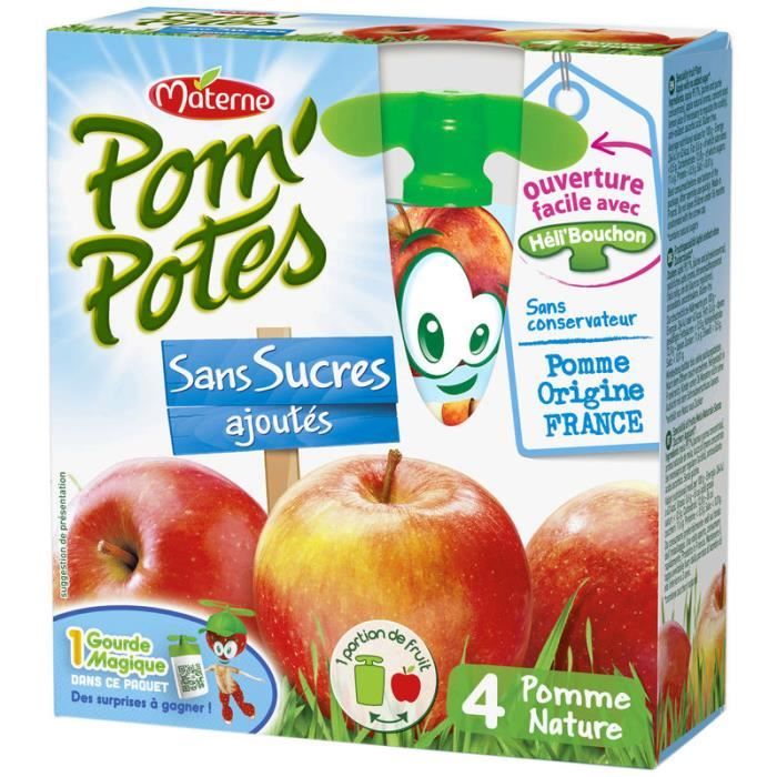 MARTERNE Lot de 4 Pom'Potes - Pomme Nature - 360 g