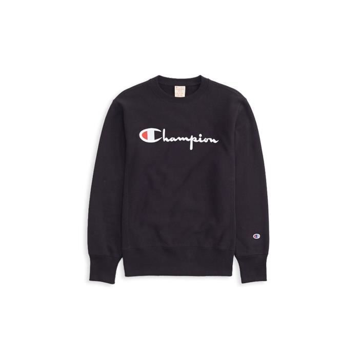 Sweatshirt Champion grand logo noir de la collection Champion Europe reverse weave.