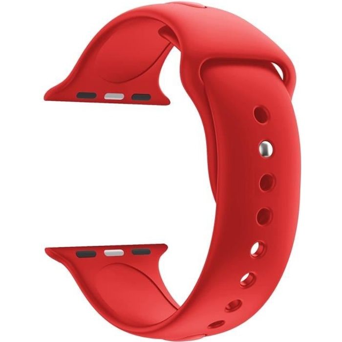 [Compatible Apple iWatch 44 mm] Bracelet Silicone Rouge Souple Taille S-M Sport Mixte Remplacement Montre