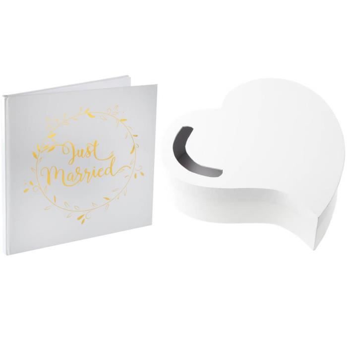 1 Pack Urne mariage coeur et livre d'or Just Married R/3841-6325