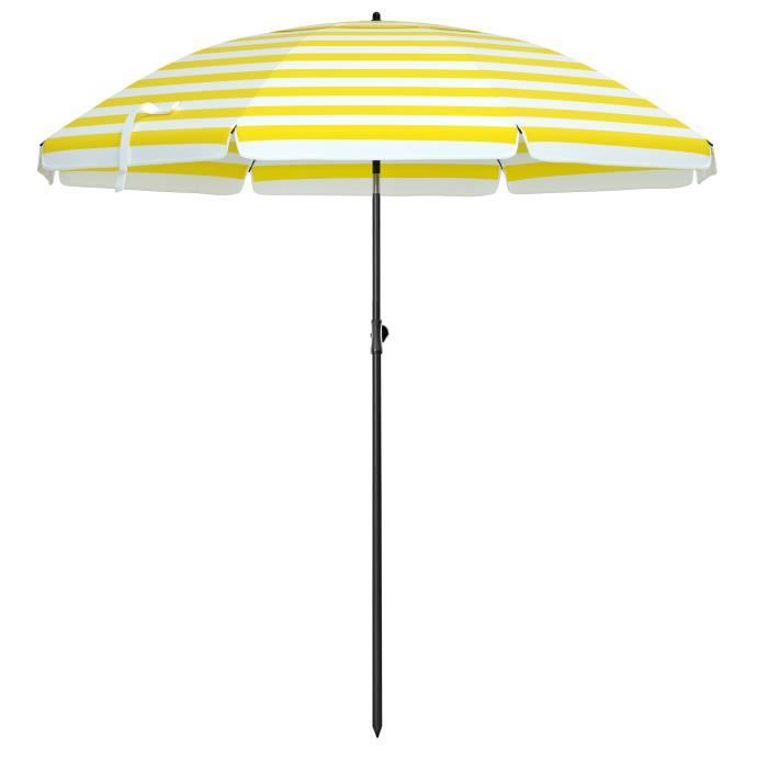 SONGMICS Parasol 1,6 m,Ombrelle, protection UPF 50+,inclinable,baleines en fibre de verre,avec sac,jaune GPU60YW