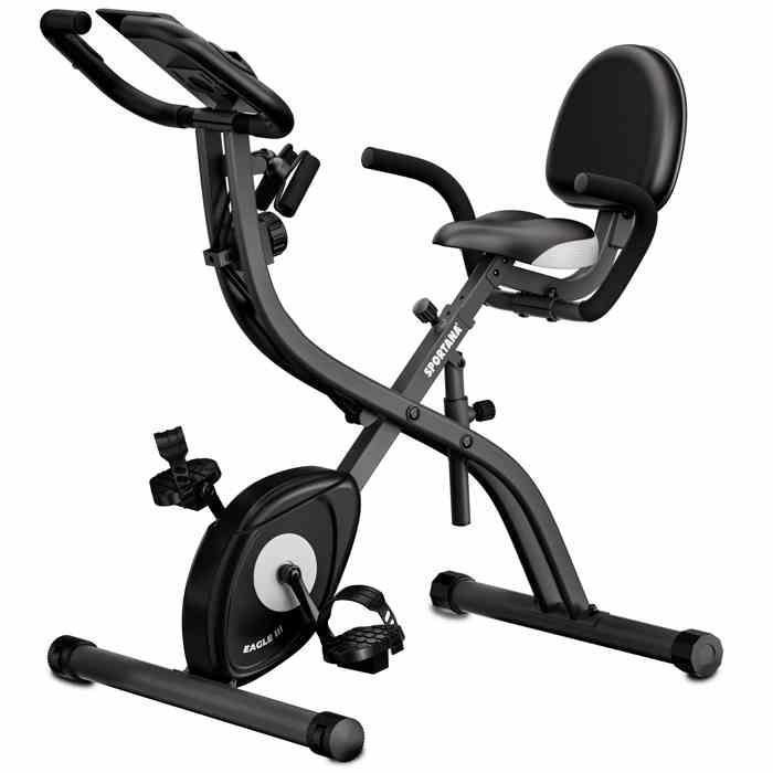 Sportana Vélo d'appartement Eagle 3 pliable 10 niveaux capteur pouls 2 sangles de fitness vélo semi-allongé fitness