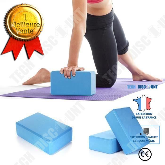 TD® EVA Bolc de yoga Brique BLEU Outil Accessoire Yoga pour Exercice Fitness Masculation Mousse Domicile Santé