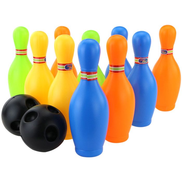 Jeux de Quilles 10 quilles 2 Balle en Mousse bowling Set mit Sac rangement extérieur Intérieur enfant cadeaux unisexe jeux