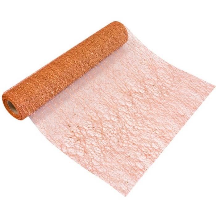Chemin de table dentelle élégante rose gold métallique avec sequins 28cm x 5m (x1) R/TUN215
