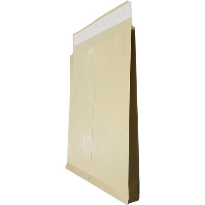lot de 5 - - Grande enveloppe à soufflet - pochette MARRON à soufflet 260 X 330 + 30 mm papier kraft marron 120g Fermeture bande adh