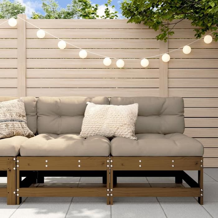 vidaXL Canapés centraux de jardin 2 pcs miel - vue 4