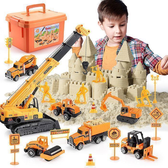 Jouet de sable magique ATOPDREAM jouets sensoriels Contient 1 kg de sable 7 vehicules de chantier Avec bac a sable gonflable Cdiscount Jeux Jouets