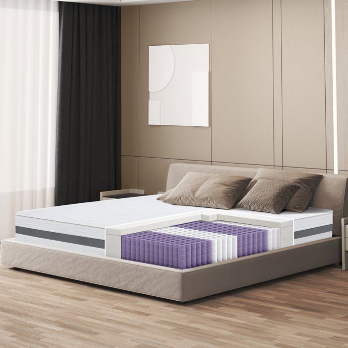 Matelas à ressorts ensachés - THE WHITE STONE - 160x195 cm - 20 cm - Moyen Rigide - Orthopédique Matelas à ressorts ensachés - THE WHITE STONE - 160x195 cm - 20 cm - Moyen Rigide - Orthopédique