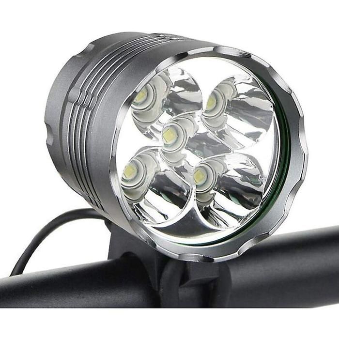 Feux de vélo 6 000 lumens 5 LED éclairage avant étanche pour VTT avec batterie 6 400 mAh phare avant 3 modes
