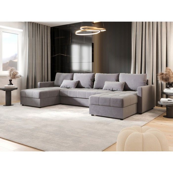 Canapé dangle panoramique convertible MOSIA U Gris Clair