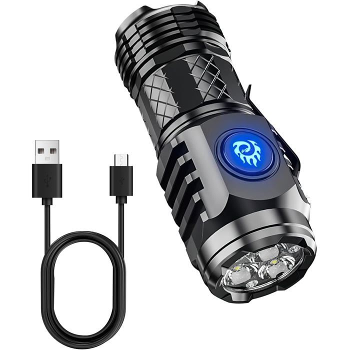 Blukar Lampe Torche LED Rechargeable, Lampe de Poche LED Ultra Puissante, IPX6 Étanche, 5 Modes d'éclairage & Zoomable, Longue Durée pour Camping/Randonnée/Urgence/Bricolage