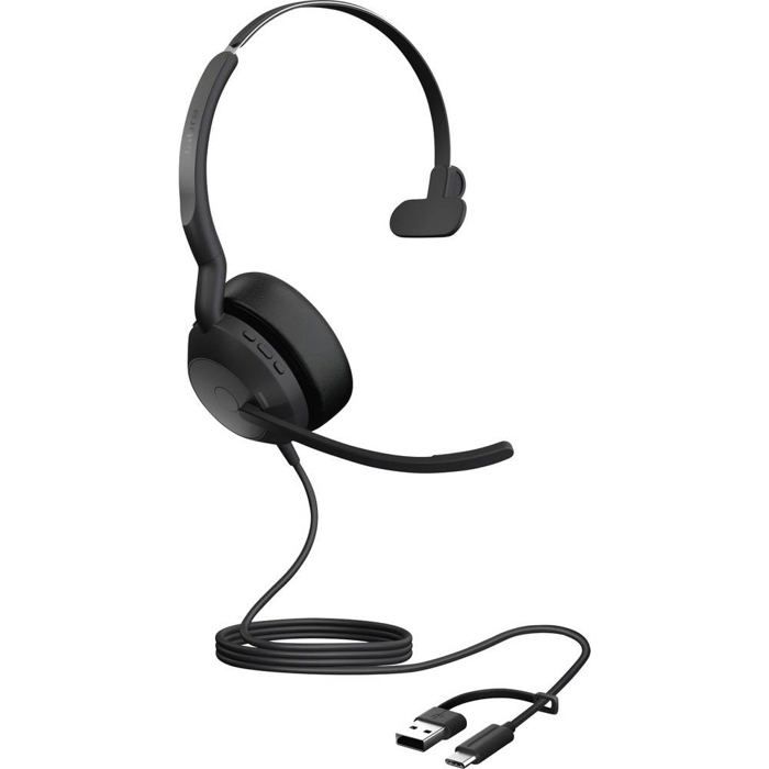 Jabra Evolve2 50 Micro-casque supra-auriculaire filaire Bluetooth Mono noir Suppression du bruit du microphone Noise