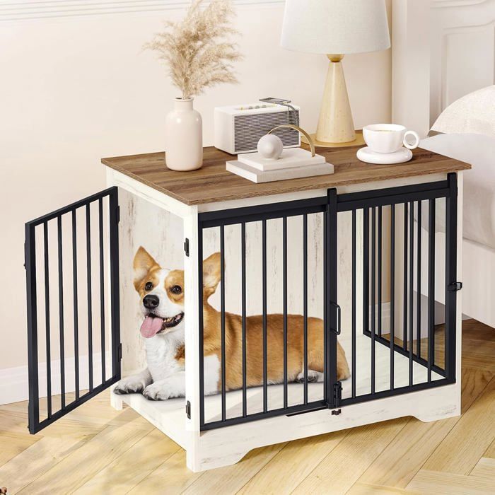 Meilleurs prix pour 81cm Cage pour ChiensNiche Moderne pour ChiensCage pour ChiotsMaisonnette pour Animaux2 Portes81 x 55 x 675 cmBlanc et