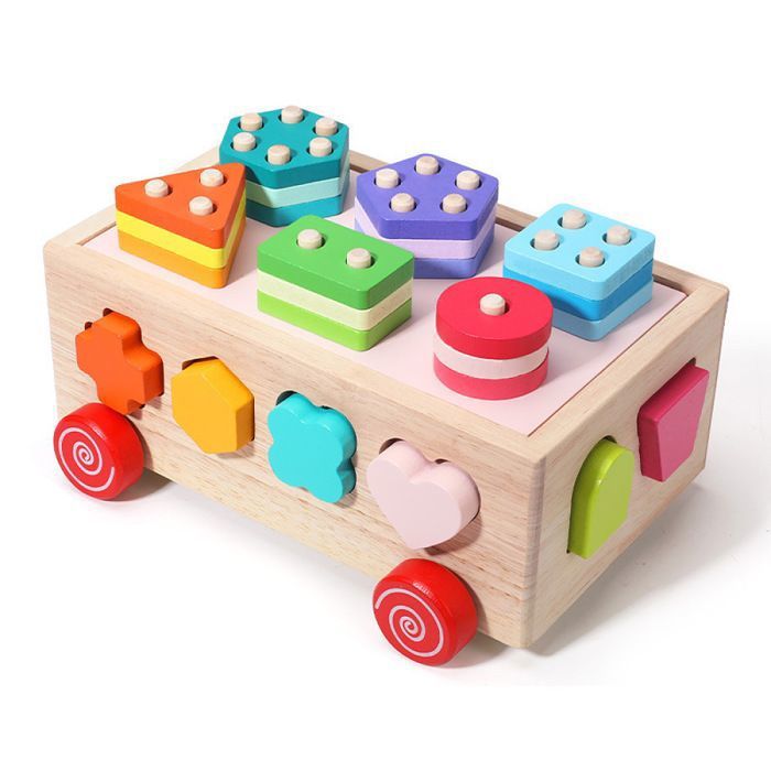 Jouets Montessori jouets pour bébés de 12 à 18 mois classification des formes en bois et jouets à empiler circulaires YYV