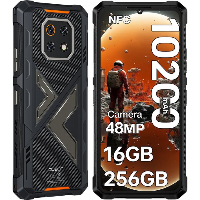 CUBOT Kingkong ES3 Telephone Portable Incassable 16Go + 256Go 10200mAh 6.74 48MP Caméra Smartphone IP68 4G Double SIM NFC GPS Noir