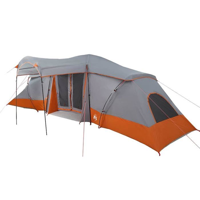 Tente familiale imperméable - vidaXL - 721x335x212 cm - Gris et Orange - Polyester - Résistante UV - Pliable - Portable