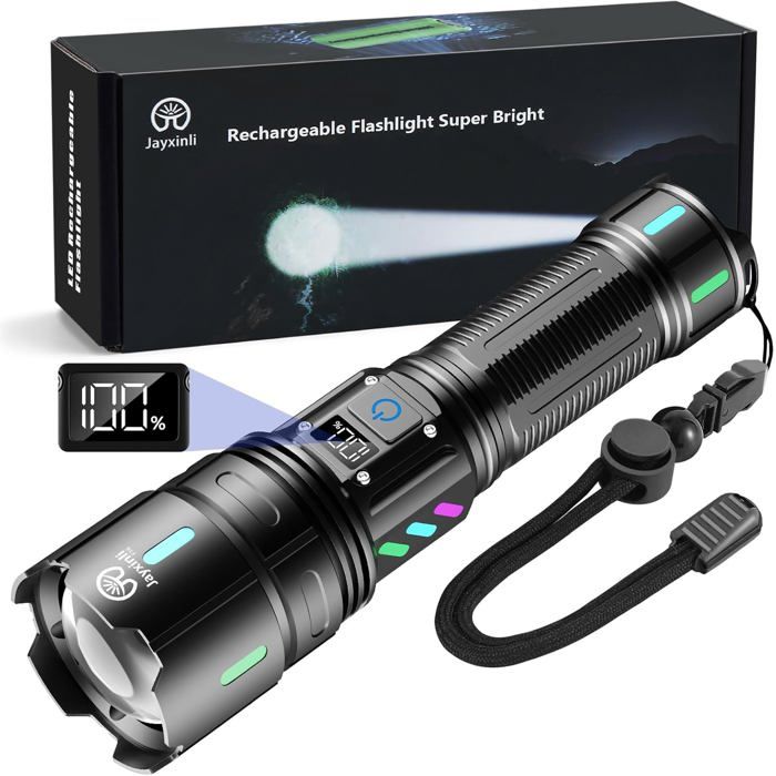 Lampe torche LED XHM99.2 Ultra Puissante 1000000 lm Rechargeable 5000mAh Zoom IP67
