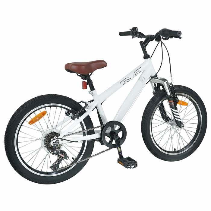 Vélo de Montagne 24 Pouces 6-Vitesse pour les 8-12 ans - vidaXL - en acier - blanc - réglable zny56x4240