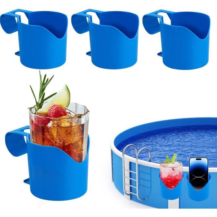 Lot de 4 porte-gobelets étanches pour piscine spa & téléphone – anti-déversement