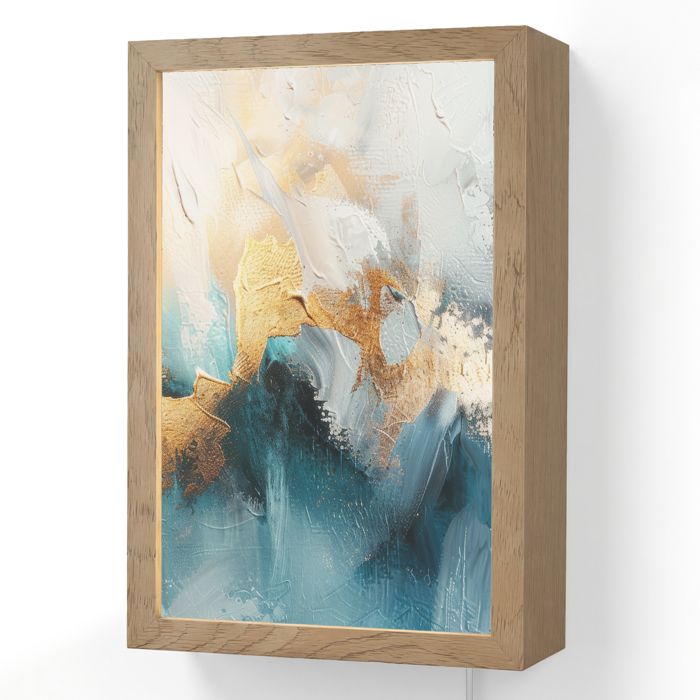 Applique Murale LED - Lampe de Chevet Murale Design - Motif Abstrait - Art - Or - Bleu 20x30 cm Couleur Turquoise - OnlyWow