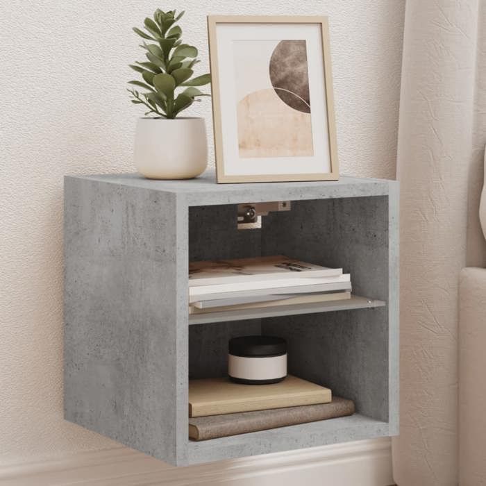 Table de nuit - VIDAXL - TOP Meuble TV mural avec lumières LED - gris béton - 30x28 5x30 cm &&41591