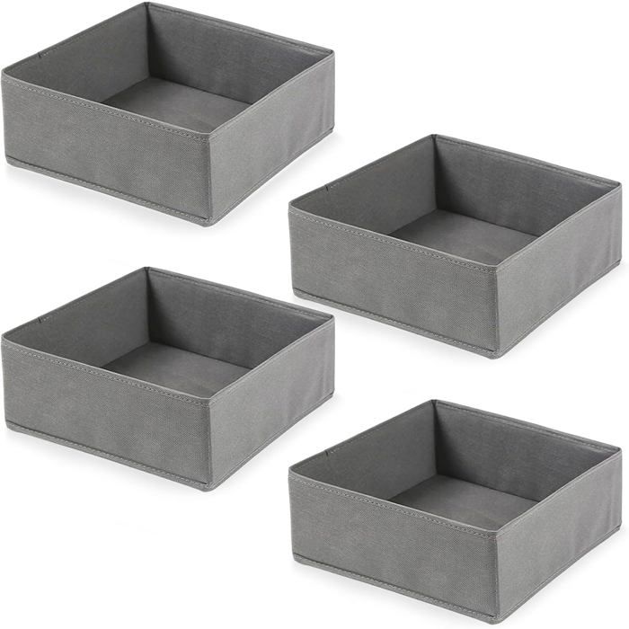 Clothes Drawer Organizers Foldable Fabric Dividers Wardrobe Storage Boxes for Clothes Shirts Pants Towels Toys Grey