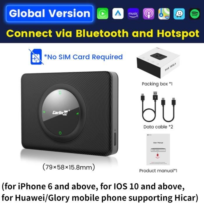 Global BT SANS SIM - CarlinKit-Wireless CarPlay Android Auto Plug and ...