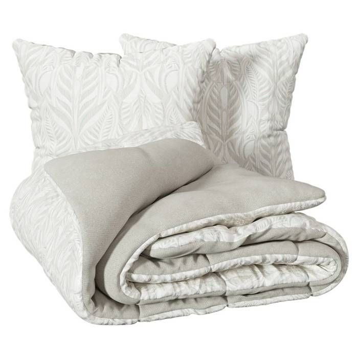 Parure de lit imprimée Nalh 240x220cm beige lin - Atmosphera Créateur dintérieur