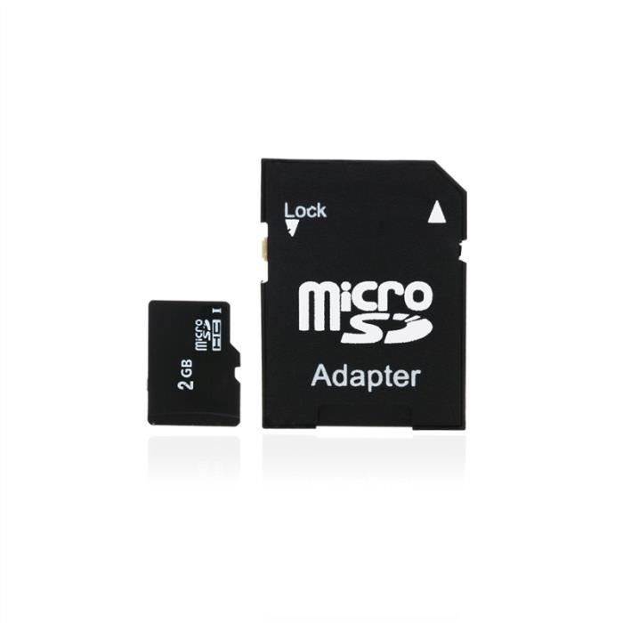 carte tf Carte mémoire 2GB TF Card Micro SD avec adaptateur et carte (noir 