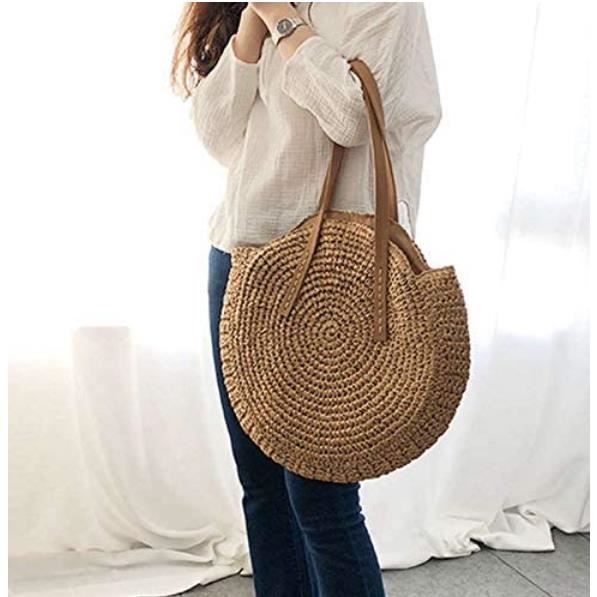 Sac Rotin Rond Sac Osier Rond Sac De Paille Rond Eté Plage Femme