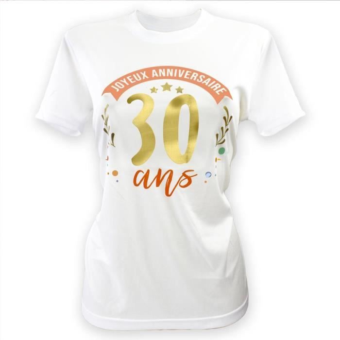 T-SHIRT À DÉDICACER 30ANS ANNIVERSAIRE FEMME L L Blanc T-SHIRT À DÉDICACER 30ANS ANNIVERSAIRE FEMME L L Blanc