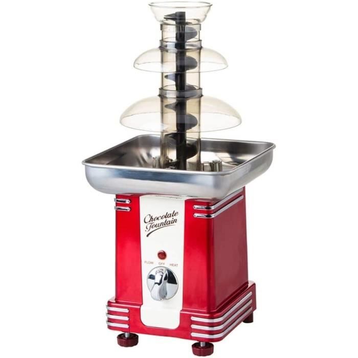 Fontaine à Chocolat Jocca Électrique 2 Niveaux - Acier Inoxydable 32W Rouge | Idéale Pour Fêtes Et Desserts
