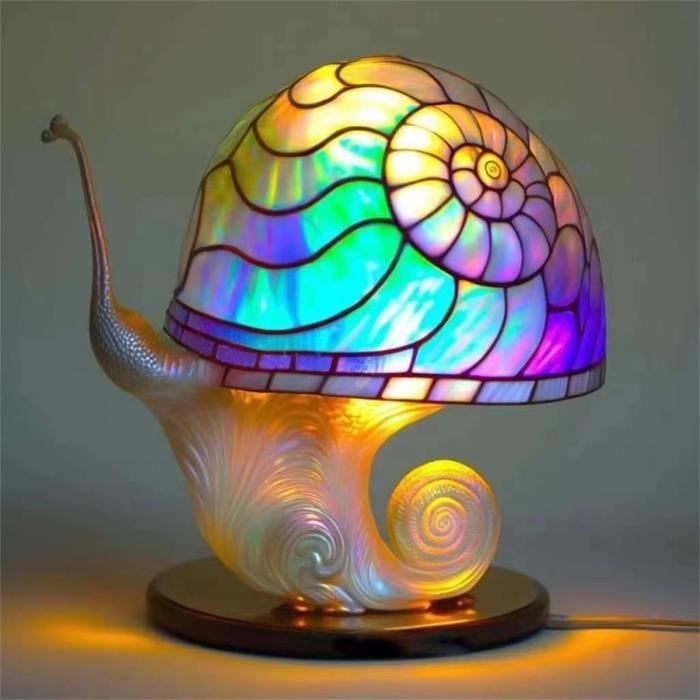 Lampe de Table en forme de escargots en Résine lumière chaude Prise USB pour chambre à coucher décoration