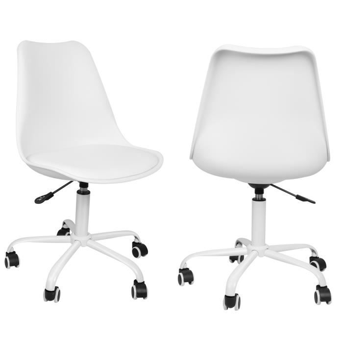 Chaise de bureau - Shenglimeii - Lot de 2 - Réglable en hauteur - Blanc