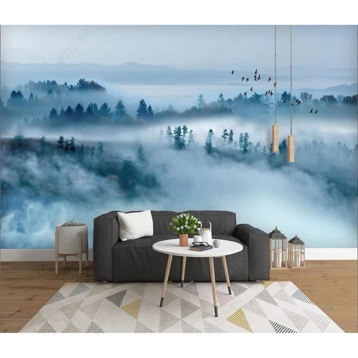 Papier Peint Panoramique Tapisserie Murales Nuages ​​De Forêt Et Paysage  Naturel De Brouillard 250x175cm Soie Poster Geant Mural
