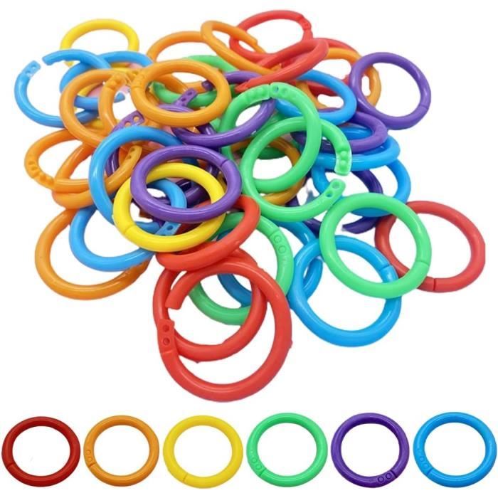Lot De 210 Anneaux De Reliure En Plastique 2,5 Cm - 6 Couleurs - Pour Classeurs, Cartes, Clés, Bricolage - 7
