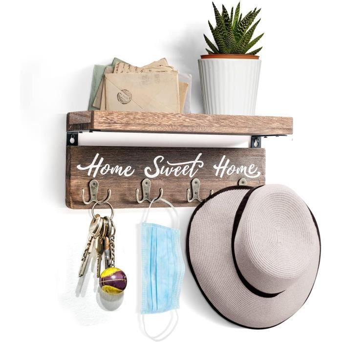 Etagère décorative en bois avec supports à clés key (rouge Etagère décorative en bois avec supports à clés key (rouge