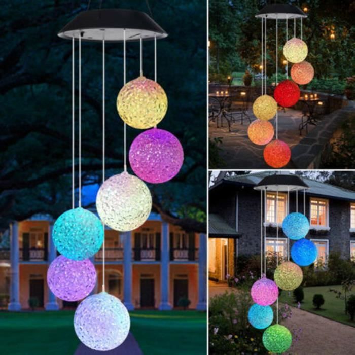 Energie Solaire Carillons Lumière Suspension DEL Jardin Lampe D/'extérieur Couleur Changeante