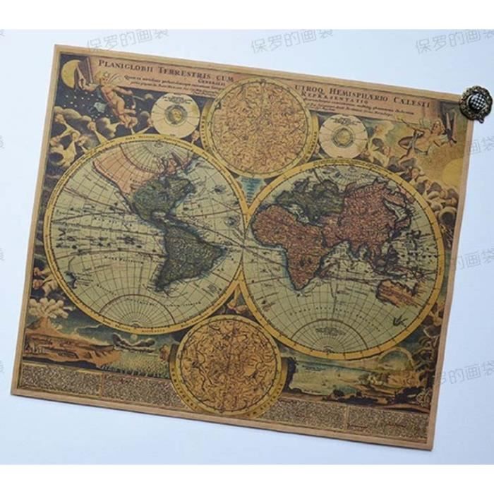 La Carte Du Monde La Carte Ancienne De Tableau Retro Nostalgie Kraft Papier Autocollants Noyau De Peinture Decorative Peinture Mural Cdiscount Maison