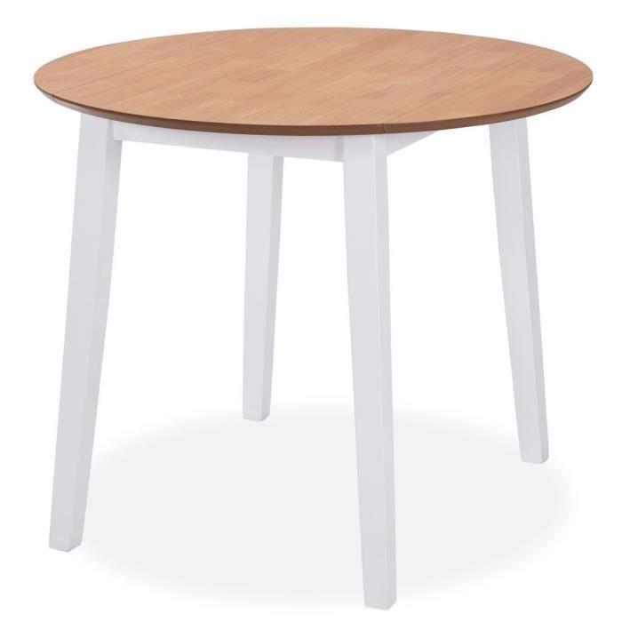 table de salon salle à manger design ronde à abattant blanche - helloshop26 - 0902237 - bois - 90x75cm