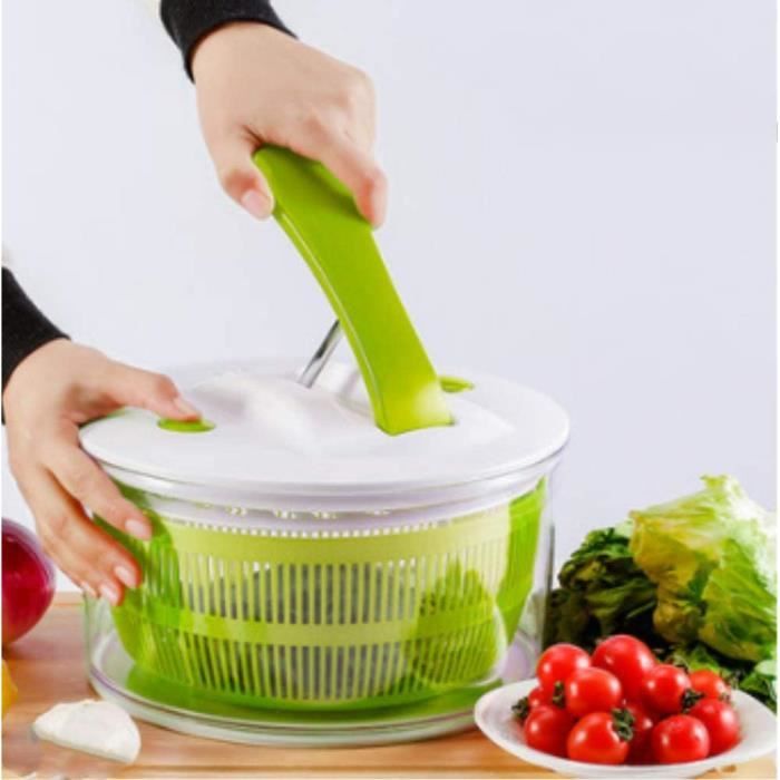 Essoreuse à Salade Manuelle De 7 Litres, Panier Pour Déshydrater Les Légumes De Cuisine Avec Bouton D'arrêt Rapide – Pour Enlever L'excès D'eau De Laitue, épinard, Chou
