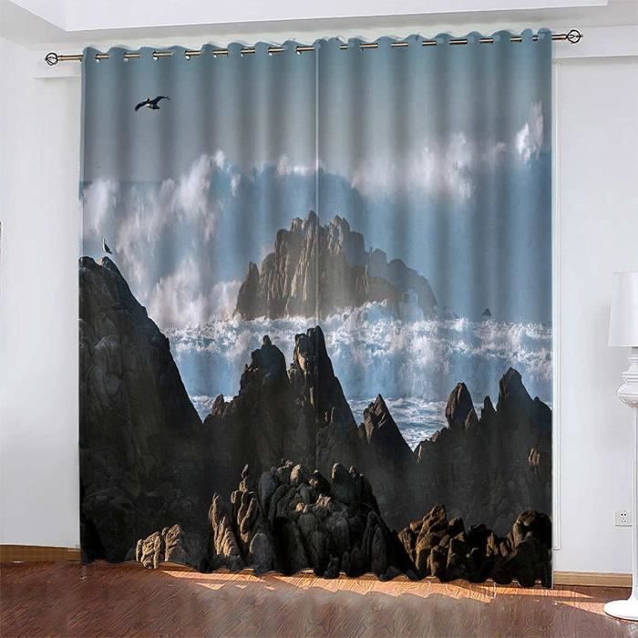 XKSJWY Lot De 2 Rideaux Occultants Thermiques 3D Tour Eiffel - Anti-Froid, Isolation Phonique & Lumière - 240x230 Cm Noir Et Blanc