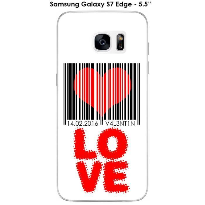 Coque Samsung Galaxy S7 Edge Design Code Barre Cœur