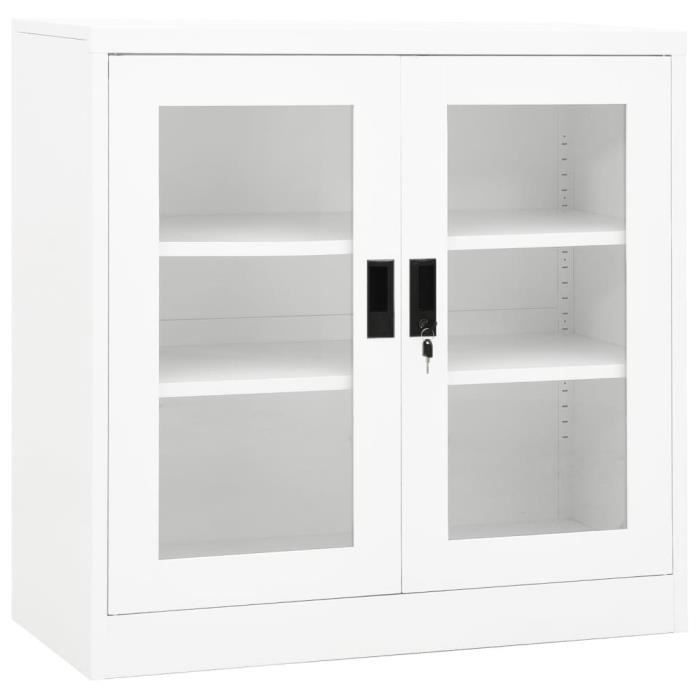armoire de bureau plus moderne© - bonboutique®uifzap® - blanc - 2 étagères réglables - serrure