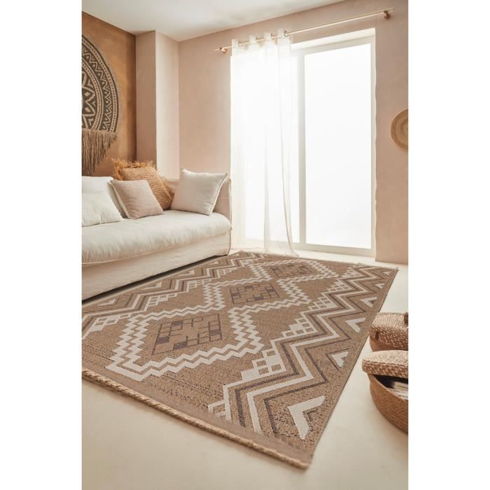 RugVista Solana Dot Jute Tapis Intérieur/extérieur, 200 Cm, Rond