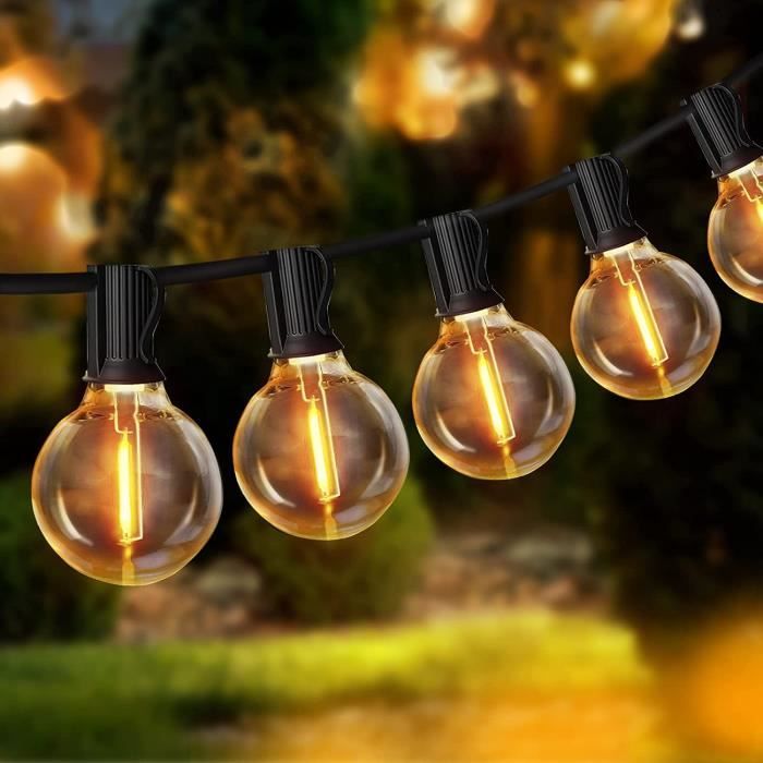 Guirlande Guinguette Extérieur 10M, Fées Blanches Chaudes, 10 M32